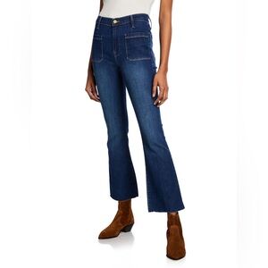 Frame Denim Blue Flare Wide Leg Crop Jeans